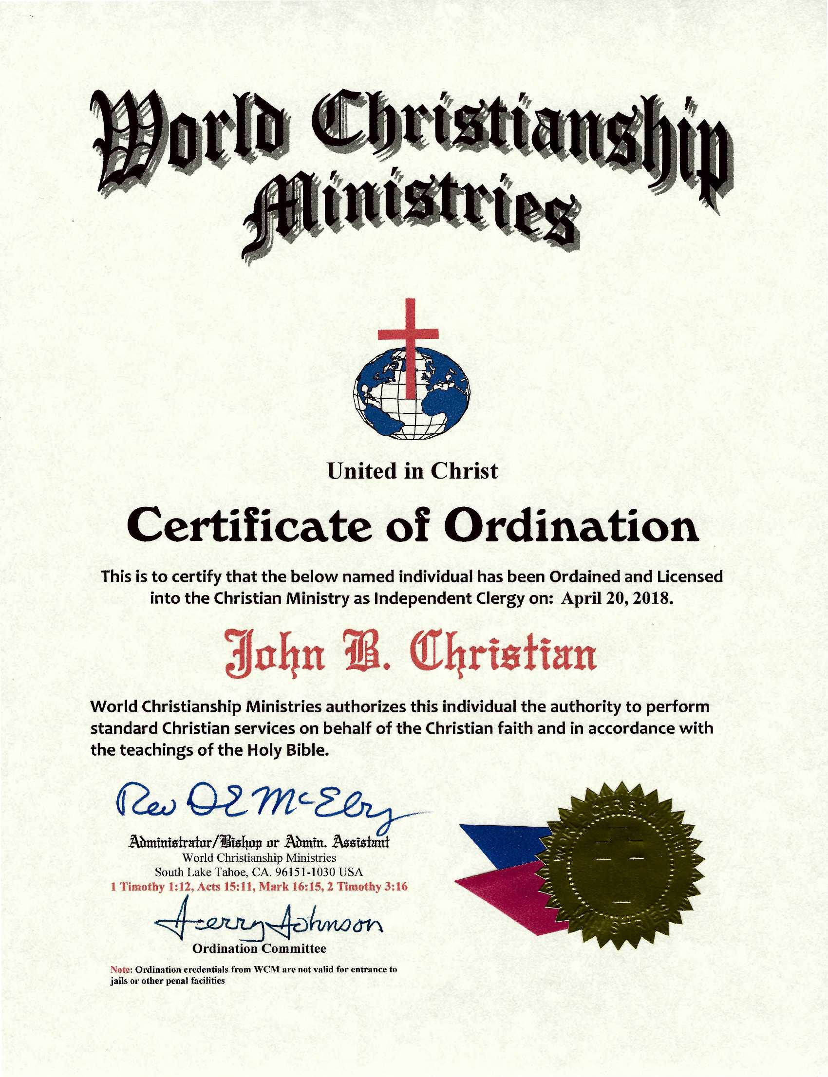 Church missionary license