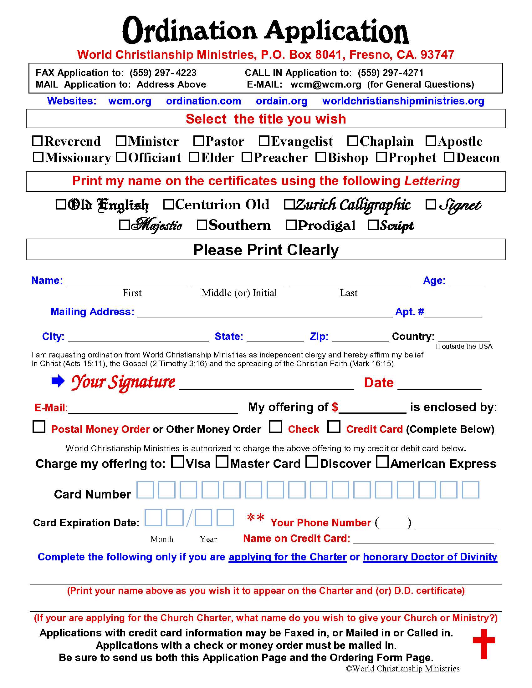 ordination application
