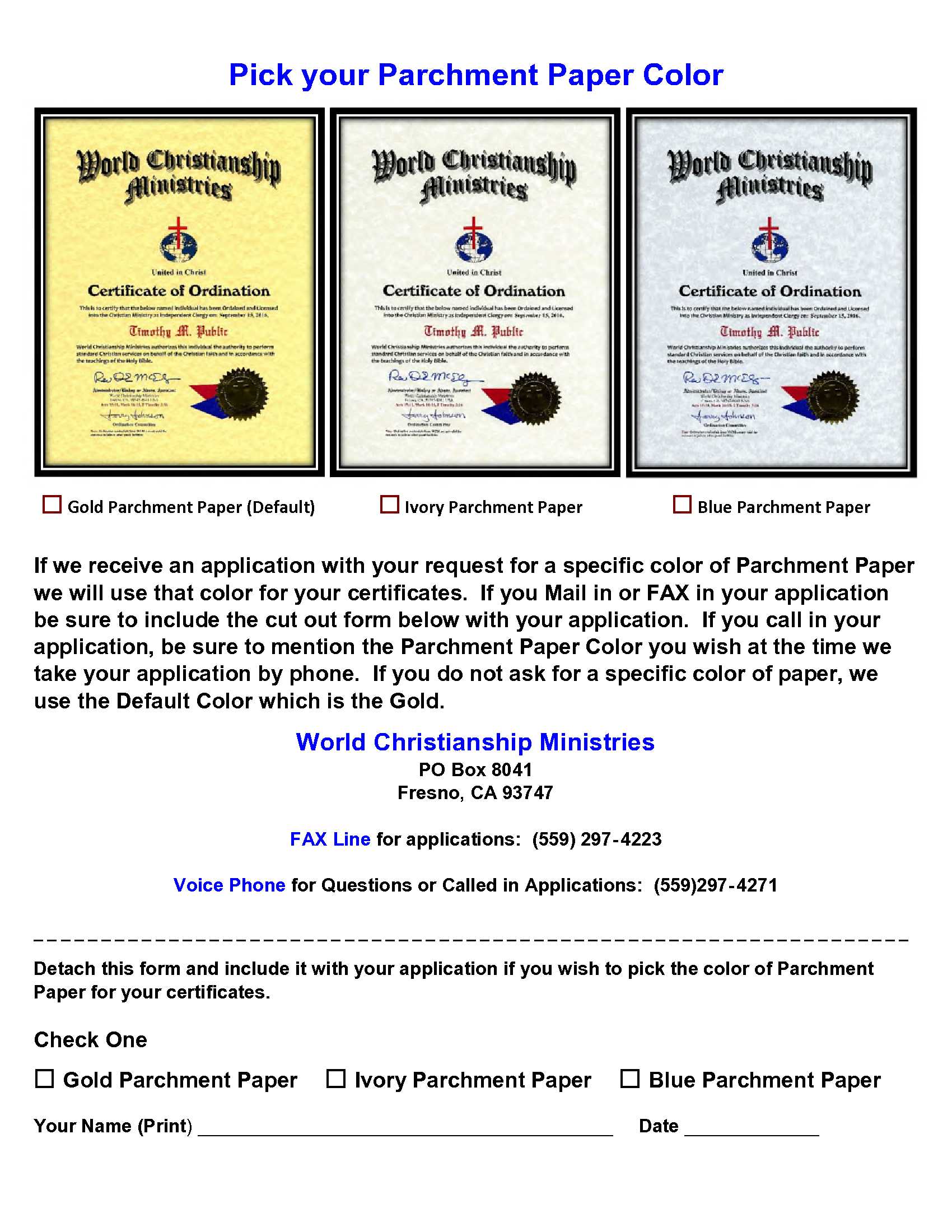 choose parchment color