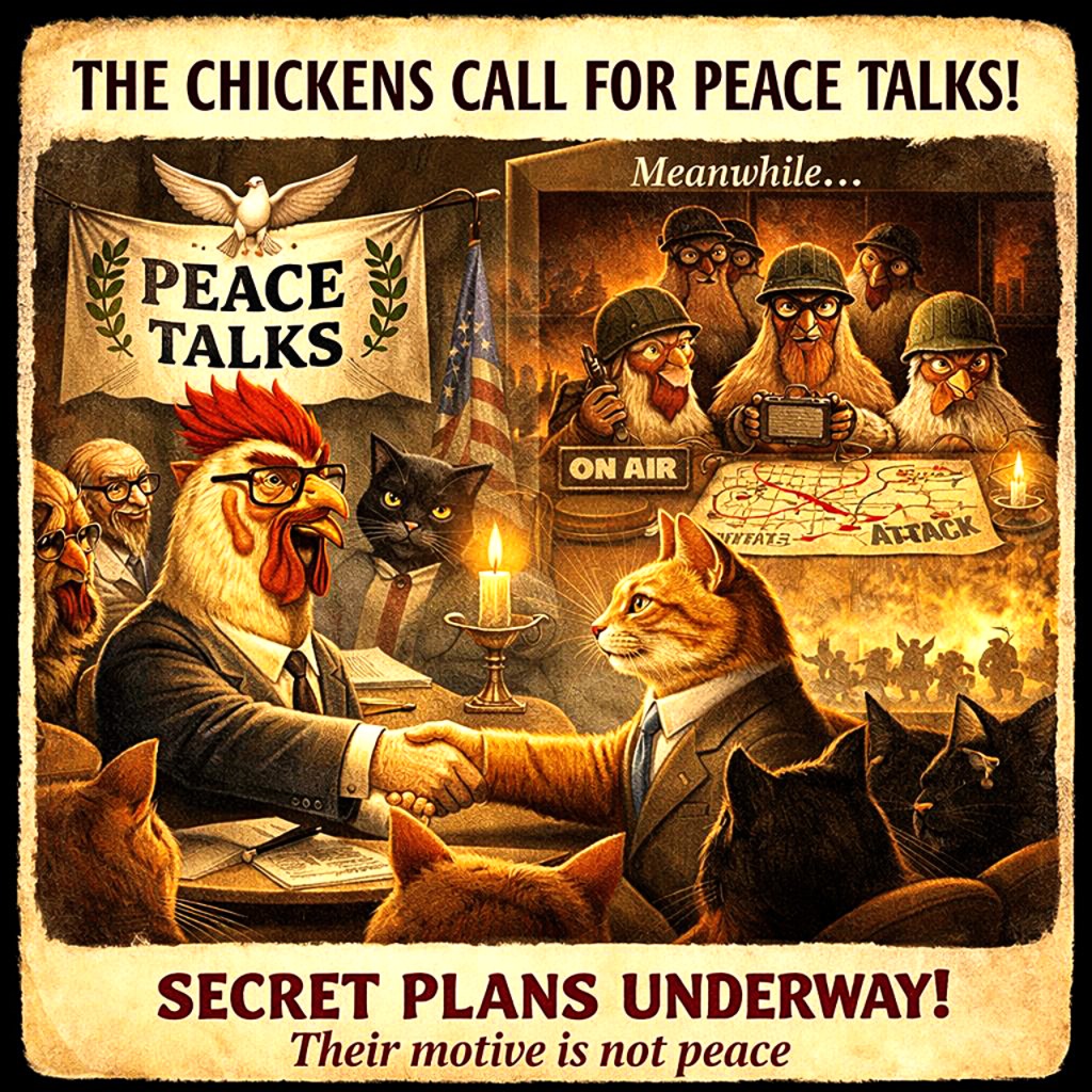 chickens call for peace talks
